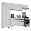 Ver imagem 2 de Armário Cozinha Modulada Compacta 252cm com Balcão Veneza Multimóveis Mp3760 Branco/dourado