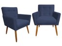 Ver imagem 1 de Kit 2 Poltronas Decorativa Onix Suede Azul Marinho Pés Madeira Ms Decor