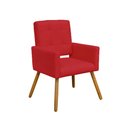Ver imagem 1 de Poltrona Cadeira Decorativa c/ Costas Vazadas Camila Pés Palito Suede Vermelho - LM DECOR