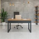 Ver imagem 4 de Escrivaninha Mesa de Escritório Industrial 100% MDF 135cm Freijó/Preto