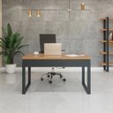 Ver imagem 4 de Escrivaninha Mesa de Escritório Industrial 100% MDF 135cm Freijó/Preto