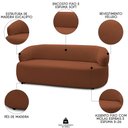 Ver imagem 3 de Sofá 3 Lugares Living Orgânico Sala de Estar 170cm Conka F05 Veludo Terracota - Mpozenato