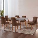 Ver imagem 1 de Mesa de Jantar Copper 180cm Tampo Mdf Vidro Canto Copo e 6 Cadeiras Melissa