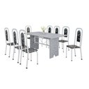 Ver imagem 2 de Conjunto para Sala de Jantar com 8 Cadeiras Lara Cinza/Preto/Branco