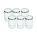 Ver imagem 1 de Kit 6 Porta Mantimentos Vidro com Tampa Aço Inox e Visor 1,2l Lyor