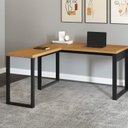 Ver imagem 1 de Escrivaninha Mesa de Escritório de Canto Industrial 100% MDF 157,5cm Pradel Marrom