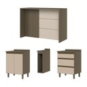 Ver imagem 2 de Bancada de Cozinha Kit Ilha Gourmet Connect 2 Portas 3 Gavetas Ripado Ce814 Duna/cristal - Henn