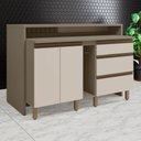Ver imagem 1 de Bancada de Cozinha Kit Ilha Gourmet Connect 2 Portas 3 Gavetas Ripado Ce814 Duna/cristal - Henn