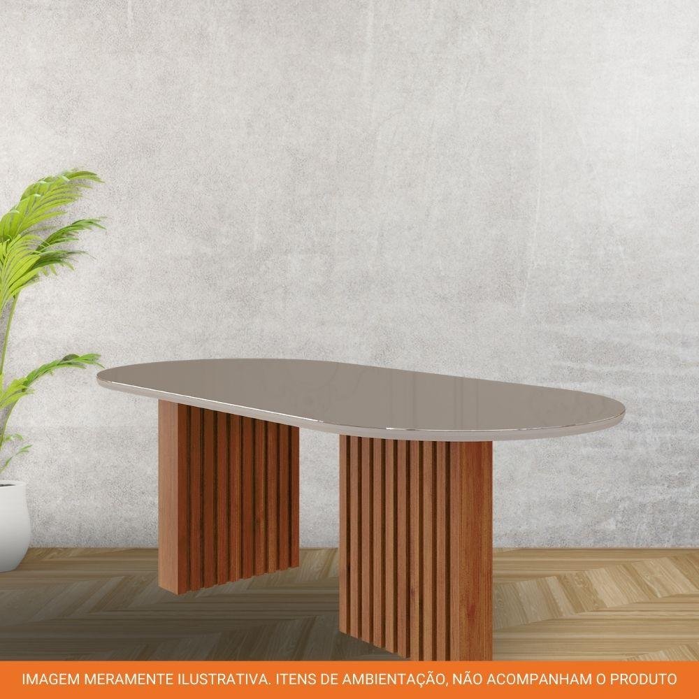 Mesa de Jantar Oval 100x210cm Tampo Mdf/vidro Ester Cimol Cinamomo/off White - 5