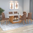 Ver imagem 1 de Conjunto Sala de Jantar Mesa Easy Tower 170x90cm Mdf/vidro com 6 Cadeira Armoni Couro Avelã Amendoa