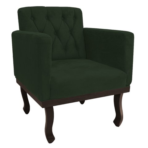 Poltrona Decorativa Classic Pés Luiz Xv Linho - Adj Decor Verde
