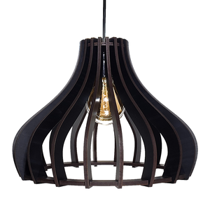 Luminária Pendente Madeira Bivolt E27 Sala Ilha Cozinha Balcão Moscou 20H Preto