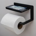 Ver imagem 3 de Papeleira Preta para Banheiro de Parede Porta Papel Higiênico Suporte Porta Rolo Preto