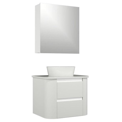 Conjunto Gabinete Suspenso para Banheiro Estela 2g 2 Gavetas MDF - MDP 15mm 60cm Branco Venturi