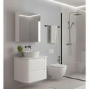 Ver imagem 2 de Conjunto Gabinete Suspenso para Banheiro Estela 2g 2 Gavetas MDF - MDP 15mm 60cm Branco Venturi