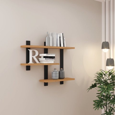 Nicho 3 Prateleiras Industrial Laranja 100% MDF