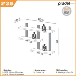 Nicho 3 Prateleiras Industrial  - 3