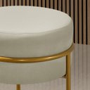 Ver imagem 3 de Kit 2 Puff Redondo Argola Levi Veludo Gelo Base em Aço Dourado