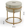 Kit 2 Puff Redondo Argola Levi Veludo Gelo Base em Aço Dourado - 6