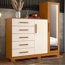 Ver imagem 6 de Kit Guarda Roupa Casal Doble 6 Portas e Cômoda New Master 5 Gavetas Off White