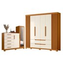 Ver imagem 1 de Kit Guarda Roupa Casal Doble 6 Portas e Cômoda New Master 5 Gavetas Off White