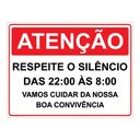 Ver imagem 1 de Placa Sinalização - Atenção Respeite Silêncio Das 22 Às 8h 20x15cm