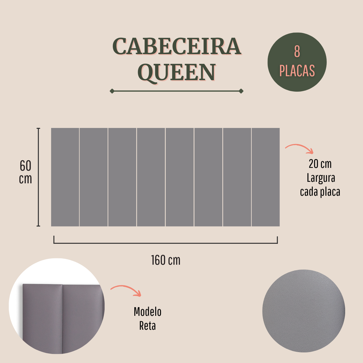 Cabeceira Queen Modulada Reta Cama Box Corino Cinza - 2