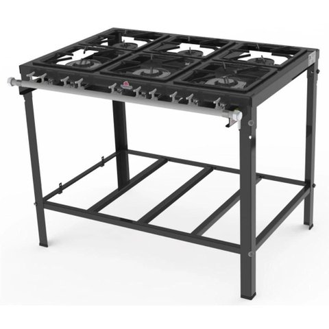 Fogão Industrial 6 Queimadores (3 Simples e 3 Duplos) C/ Registro P/ Forno Pmsd-603 - Progás