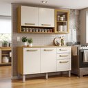 Ver imagem 1 de Kit Cozinha Athenas 3 Portas 2 Gavetas MDF-MDP 110cm Cinamomo Off White