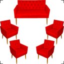 Ver imagem 1 de Kit Namoradeira Decorativa Para Sala Capitonê Com Base + 4 Poltronas Para Recepção Suede