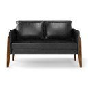 Ver imagem 3 de Kit 1 Sofá Namoradeira e 1 Poltrona Lana Corano Preto Base de Madeira - D’Rossi