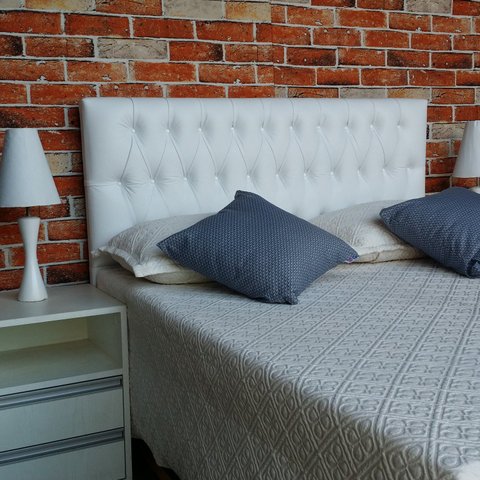 CABECEIRA PAINEL VINTAGE CORINO BRANCO CASAL 140 X 60 RBL