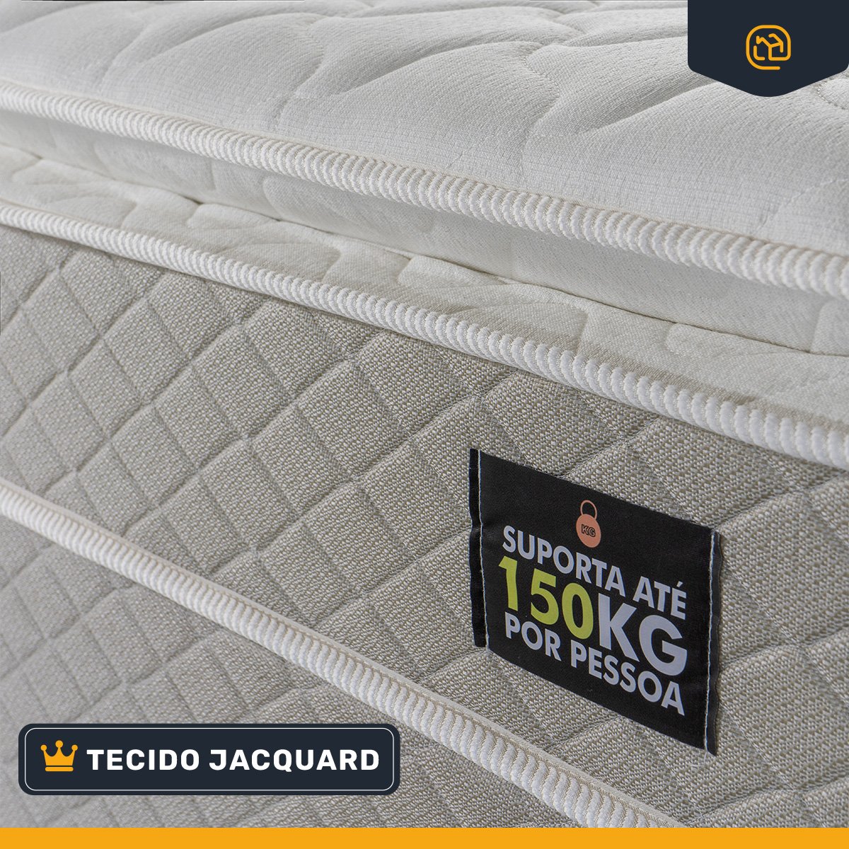 Colchão Casal Espuma D45 Pillow Top Strong Cinza/branco Suporta até 150kg por Pessoa - 5