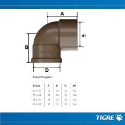 Joelho De 90° Soldável Roscável PVC Marrom Tubos Água Fria 3/4" Polegadas 25mm Tigre - 4