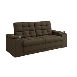 Sofá Confort Premium 1,70m Assento Retrátil/reclinável Porta Copos e Usb Suede Marrom - Xflex - 3