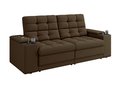 Ver imagem 3 de Sofá Confort Premium 1,70m Assento Retrátil e Reclinável Porta Copos e USB Suede Marrom - Xflex
