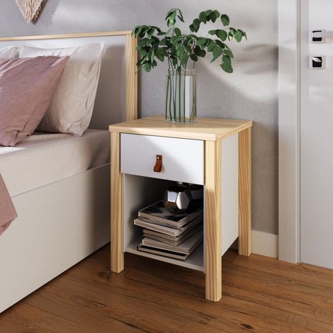 Mesa de Cabeceira 1 Gaveta Íris CabeCasa MadeiraOriginals Branco