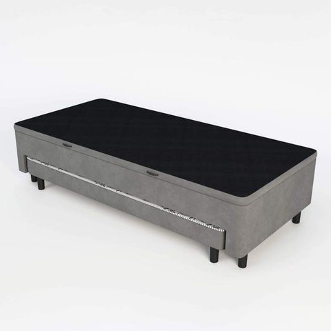 Cama Box Baú Solteiro com Auxiliar Semi Ortopedica Suede - Cinzachumbo