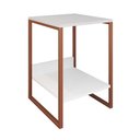 Ver imagem 2 de Mesa Cabeceira Lateral de Cama Industrial Branca Tókio Base Cobre