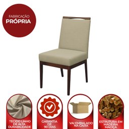 Kit 2 Cadeiras para Sala de Jantar Madeira Maciça Linho Carol Amo Móveis:Marrom Claro - 9