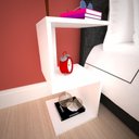 Ver imagem 1 de Mesa de Cabeceira Simples Branco Minimalista Moderno Mesa Lateral Mdf Branca