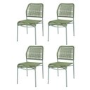 Ver imagem 1 de Kit 4 Cadeiras Empilhável Leme Fratini Aço Verde Assento e Encosto Trama de Corda Náutica Verde