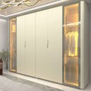 Ver imagem 1 de Guarda-Roupa Casal Lúmine 6 Portas 100% MDF com LED e Vidro Off White - Pnr Móveis