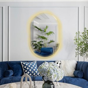 Espelho Lapidado Oval Iluminado com Led Quente - 70x100cm
