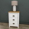 Mesa de Cabeceira 3 Gavetas 46cm Estilo Americano Lázio F07 Branco/Carvalho - Mpozenato - 2