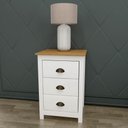Ver imagem 2 de Mesa de Cabeceira 3 Gavetas 46cm Estilo Americano Lázio F07 Branco/Carvalho - Mpozenato