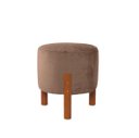 Ver imagem 1 de Puff Suede Bege 3 Pés Madeira Maciça Resistente Macio Forte Suporta até 120kg Tecido Veludo Inca Dec