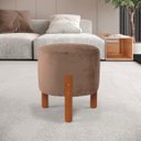 Ver imagem 3 de Puff Suede Bege 3 Pés Madeira Maciça Resistente Macio Forte Suporta até 120kg Tecido Veludo Inca Dec