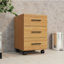 Ver imagem 1 de Gaveteiro para Escritório 3 Gavetas com Rodízios Industrial Marrom/Damasco 100% MDF