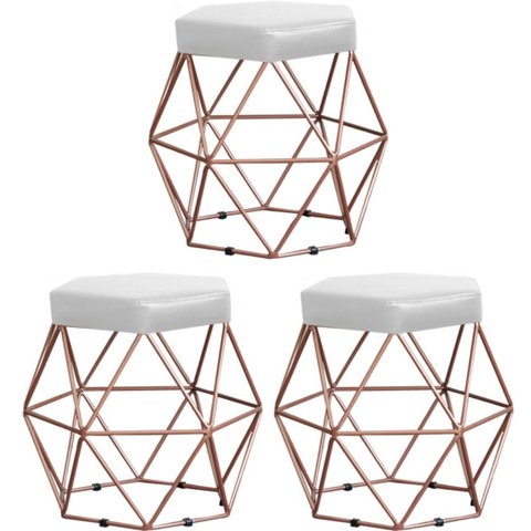 Kit 3 Puffs Decorativos Aramado Vanessa-Corino Branco